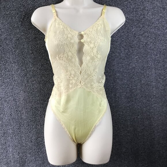 Vintage VANITY FAIR Dupont Nylon Lace Lingerie Teddy Bodysuit Size 36 - Picture 1 of 11